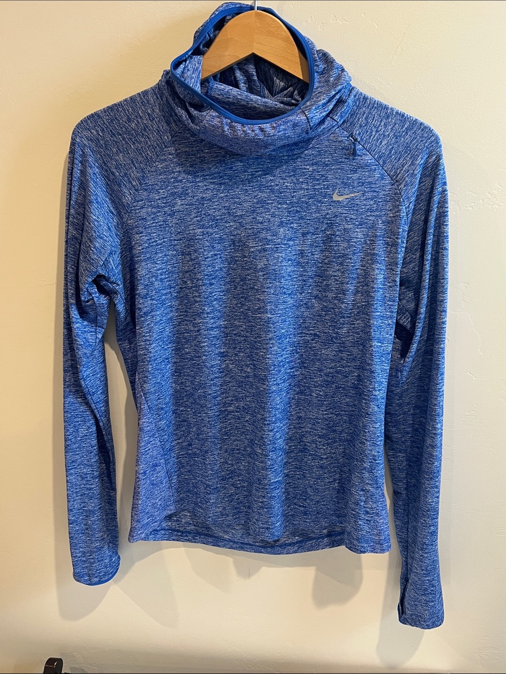 Nike Heathered Royal Blue Hooded Long Sleeve Top
